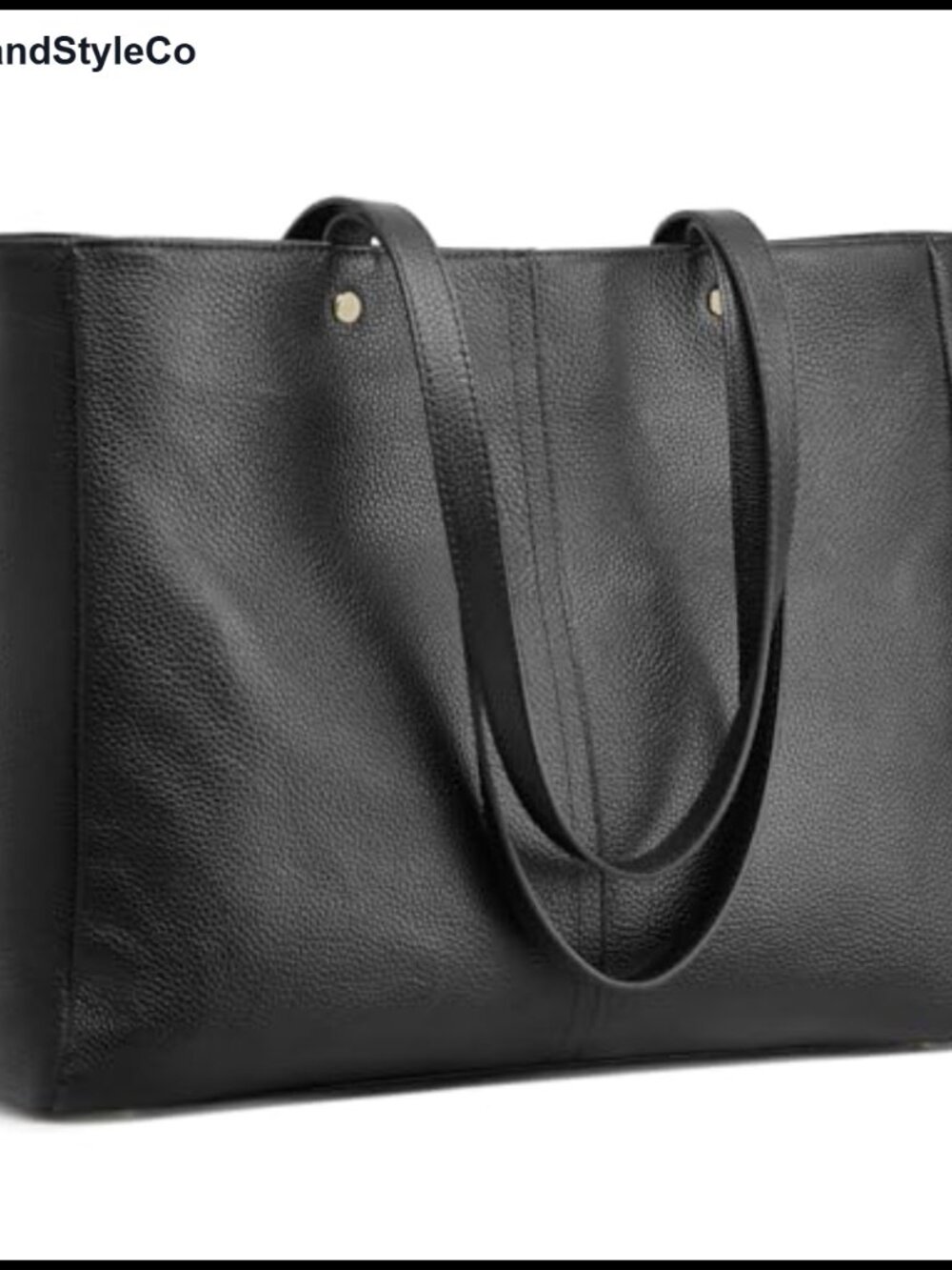 Genuine Top Grain Cowhide Leather Work Tote Bag with Laptop Sleeve and Luggage